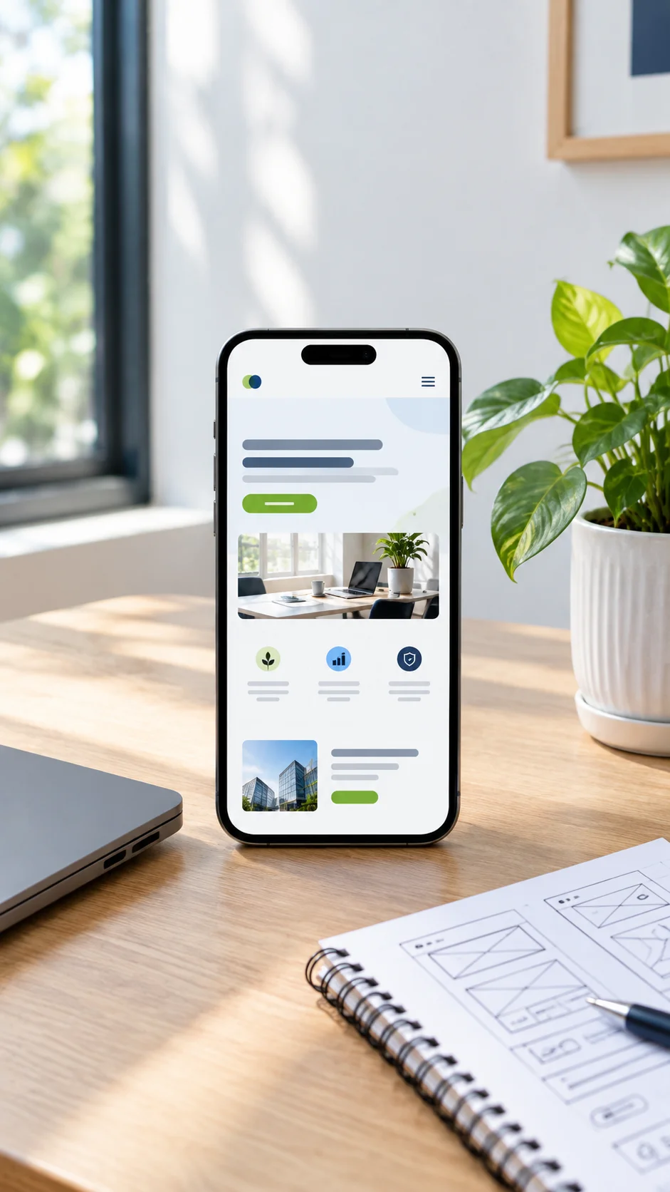 A website we built, shown on a phone